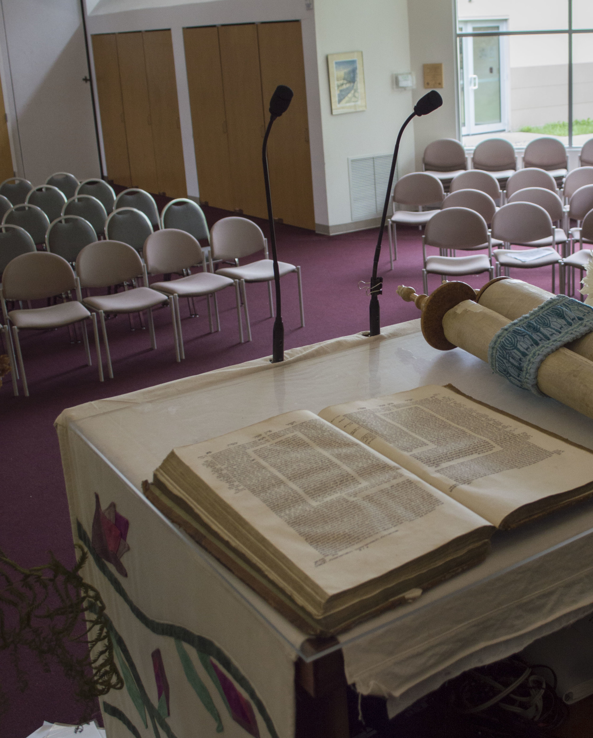 Book on Left / Holocaust Talmud, written in Vienna and found in Austria. “This has seen more hate and more humanity than we’ll ever know,” Rabbi Abram preached in last week’s sermon. 
