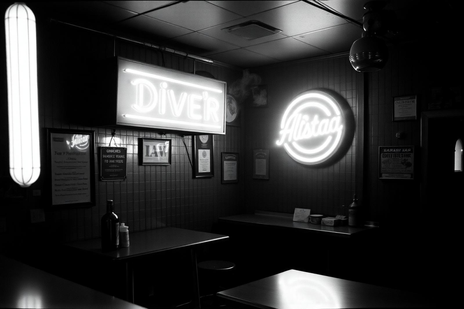 Dimly lit Alaska bar interior